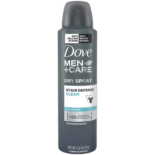 Dove Men+Care Stain Defense Dry Spray Antiperspirant Deodorant, Clean, 3.8 oz