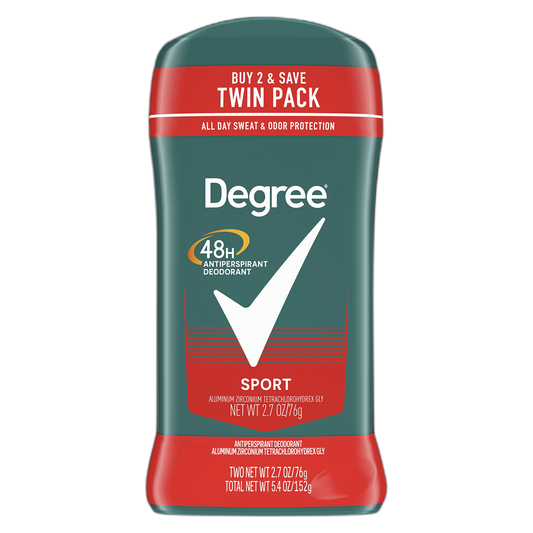 Degree Men Original Protection Antiperspirant Deodorant 48-Hour Sweat & Odor Protection Sport Antiperspirant For Men 2.7 oz Twin Pack