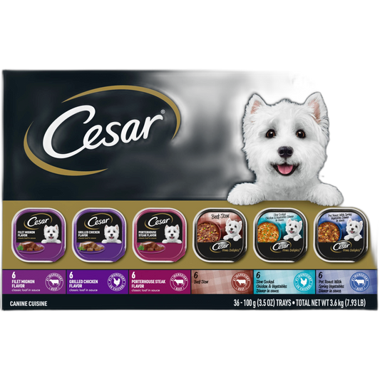 Cesar Wet Dog Food Home Delights & Classic Loaf in Sauce, Variety Pack, 3.5 oz. (36 Count, Pack of 1)