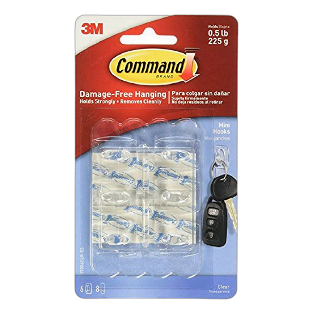 Command Clear Hooks Strips, Plastic, Mini 6 ea (Pack of 4)
