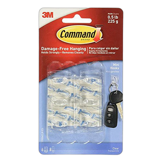 Command Clear Hooks Strips, Plastic, Mini 6 ea (Pack of 4)