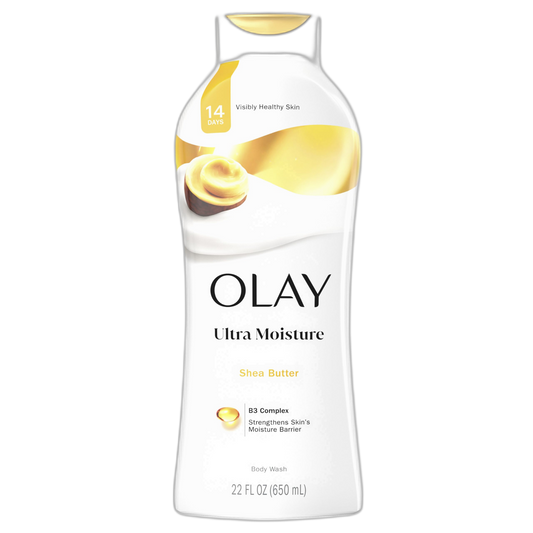 Olay Body Wash for Women, Ultra Moisture, 24hr Moisturizing, Hydrating & Refreshing, B3 Vitamin Complex, Free of Parabens & Phthalates, For All Skin Types, Shea Butter Scent, 22 fl oz