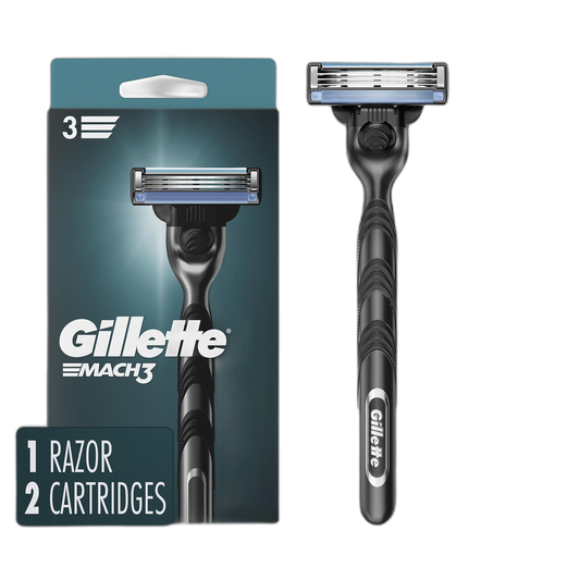 Gillette Mach3 Razor for Men, 1 Razor Handle + 2 Blade Refills