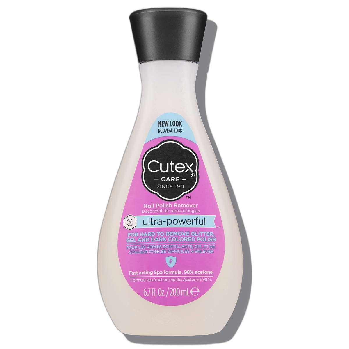 Cutex Gel Nail Polish Remover, Ultra-Powerful & Removes Glitter and Dark Colored Paints, Paraben Free, 6.76 Fl Oz