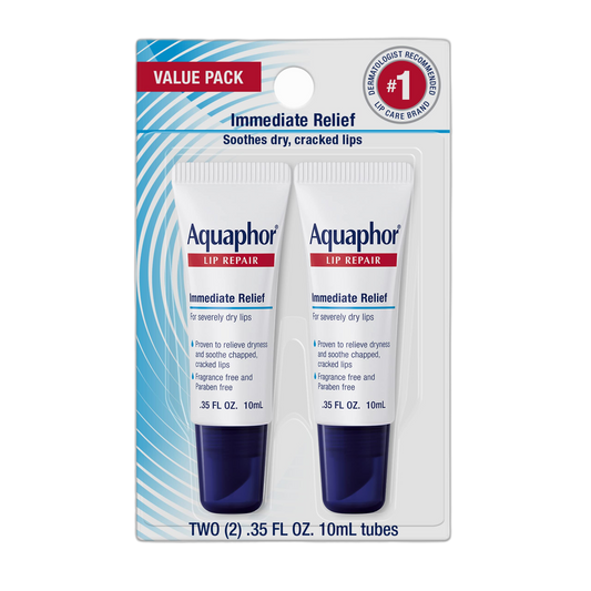 Aquaphor Lip Repair Ointment, Moisturizing Lip Balm Pack, Relieves Dryness, 0.35 Tube, Pack of 2