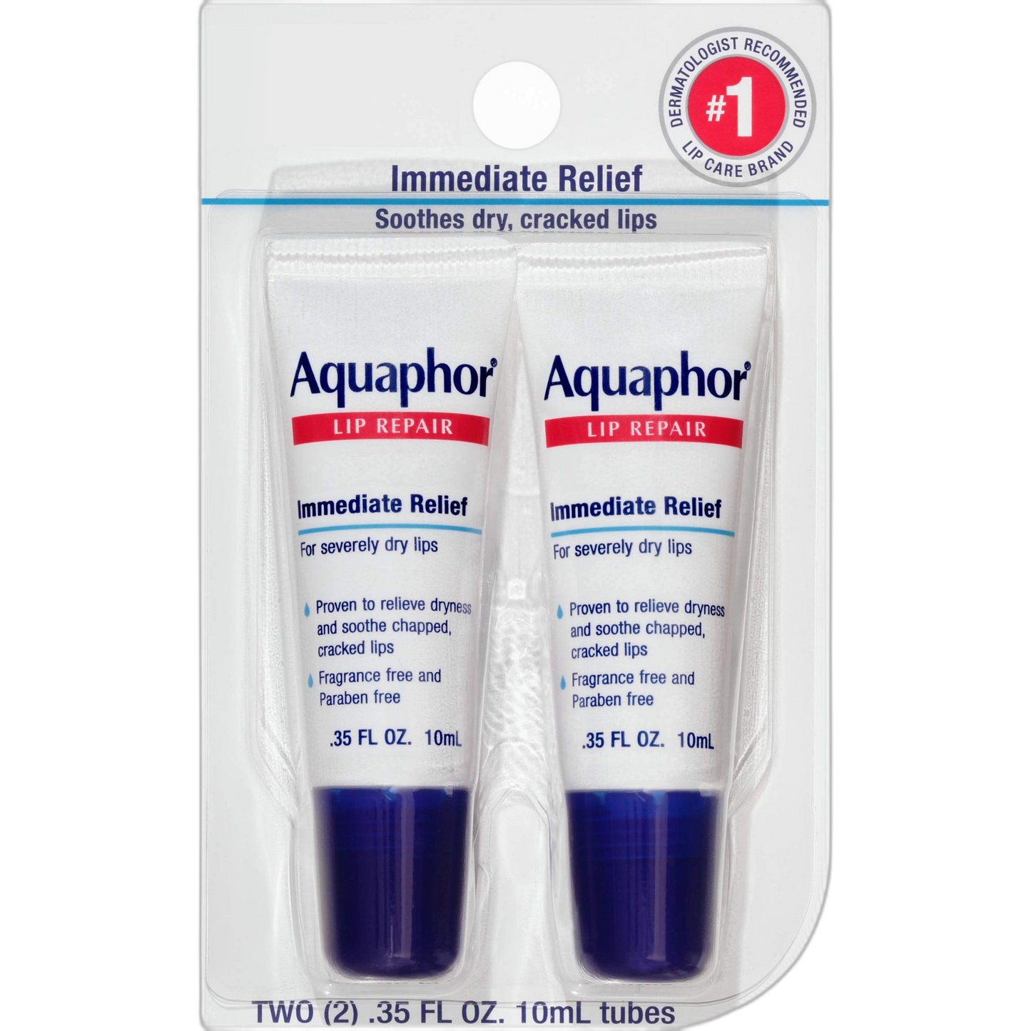 Aquaphor Lip Repair - Soothe Dry, Chapped Lips - Two .35 oz. Tubes