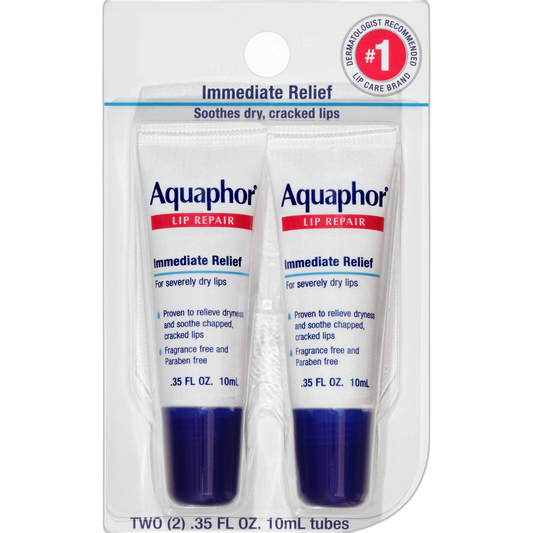 Aquaphor Lip Repair - Soothe Dry, Chapped Lips - Two .35 oz. Tubes