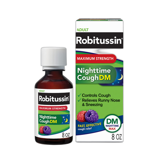 Robitussin Maximum Strength Nighttime Cough DM Max, Adult Formula, Berry Flavor - 8 Fl Oz Bottle