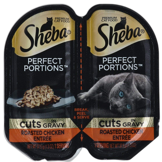 Sheba Wet Food Sheba Perfect Portions Wet Cat Food Cuts In Gravy Roasted Chicken Entree, (1) 2.6 Oz. Twin Pack Tray, 2.6 Oz