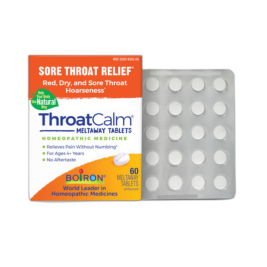 Boiron ThroatCalm Tablets for Pain Relief from Red, Dry, Scratchy, Sore Throats and Hoarseness - 60 Count
