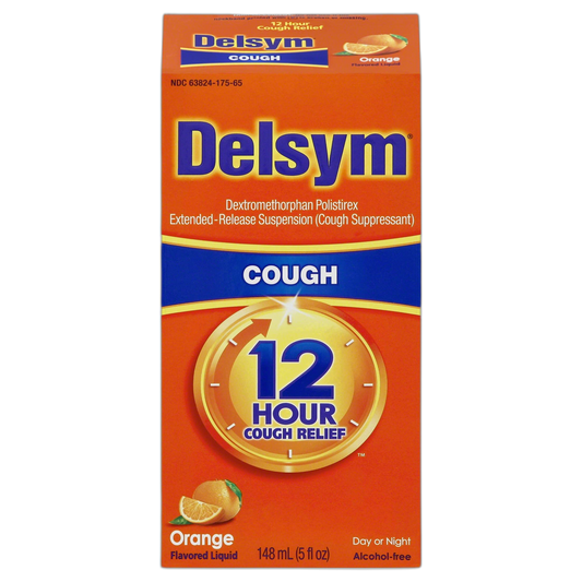 Delsym Adult Cough Suppressant Liquid, Orange Flavor, 5 Ounce (Pack of 4)