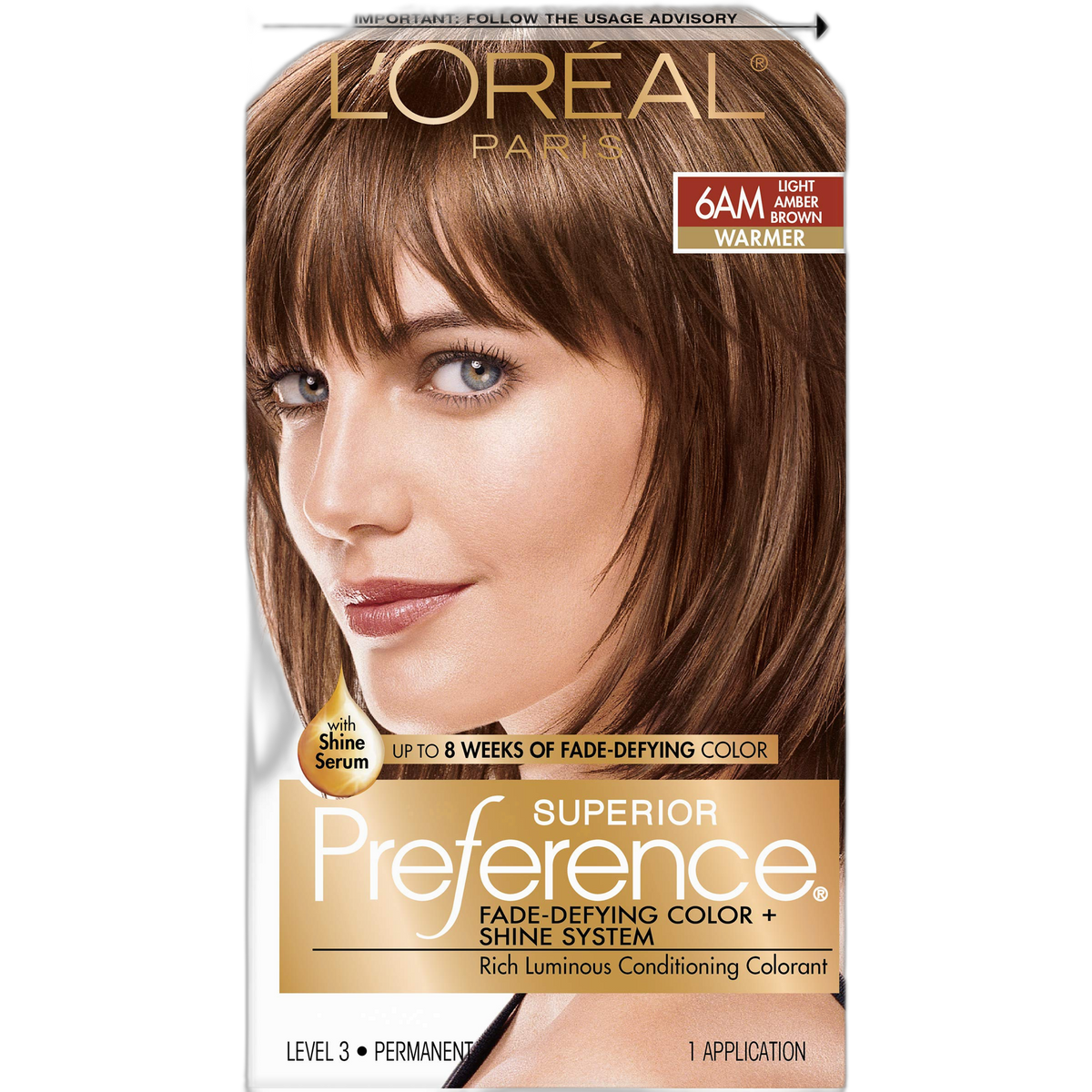 L'Oreal Paris Superior Preference Fade-Defying Color + Shine System, 6AM Light Amber Brown (Packaging May Vary)