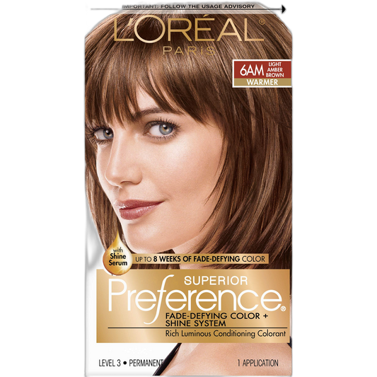 L'Oreal Paris Superior Preference Fade-Defying Color + Shine System, 6AM Light Amber Brown (Packaging May Vary)