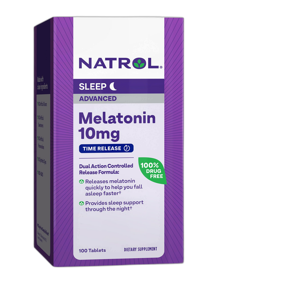 Natrol Melatonin 10mg Tablets, Advanced Sleep Dietary Supplement for Restful Sleep, 100 Melatonin Time Release Tablets, 100 Servings