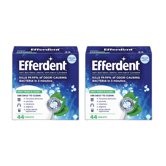 Efferdent Retainer Cleaning Tablets, Denture Cleaning Tablets for Dental Appliances, Minty Fresh & Clean, 44 Count (Pack of 2)