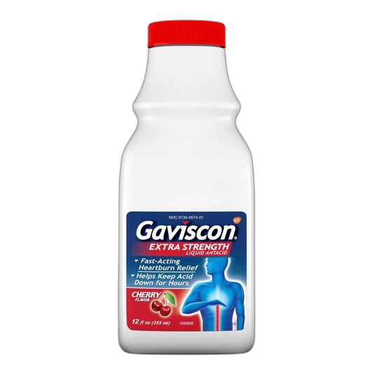 Gaviscon Liquid Antacid Extra Strength Cherry Flavor - 12 oz, Pack of 2