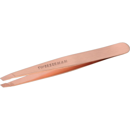 Tweezerman Stainless Steel Slant Tweezer - Eyebrow Tweezers for Women and Men (Rose Gold)