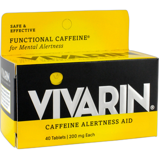 Vivarin Caffeine Alertness Aid, 200mg Tablets, 40 Count, Functional Caffeine for Mental Alertness, Same Caffeine as a Cup of Coffee - Triple Pack