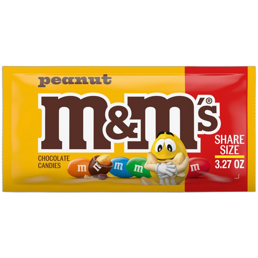M&M'S Peanut Milk Chocolate Candy, Share Size, 3.27 oz Bag