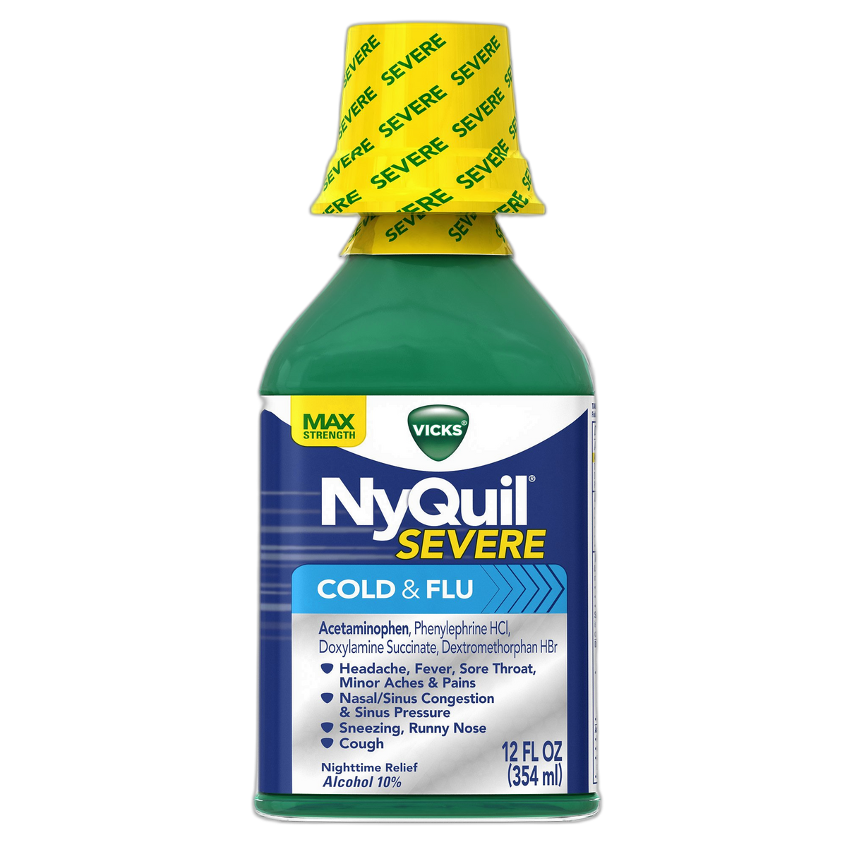 Vicks NyQuil Severe Cold & Flu Relief Original Flavor Liquid, 12 Fluid Ounce