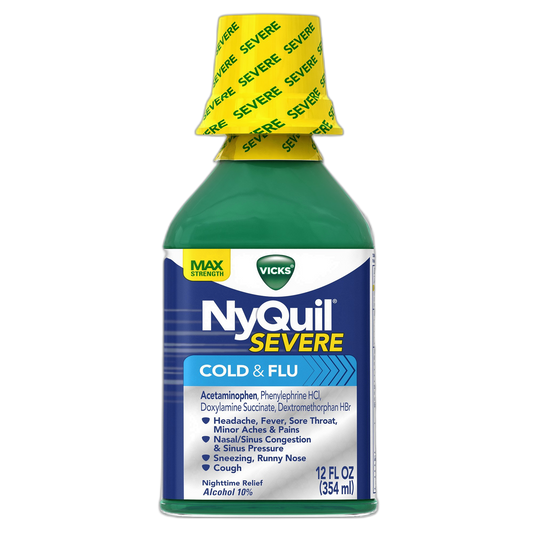 Vicks NyQuil Severe Cold & Flu Relief Original Flavor Liquid, 12 Fluid Ounce