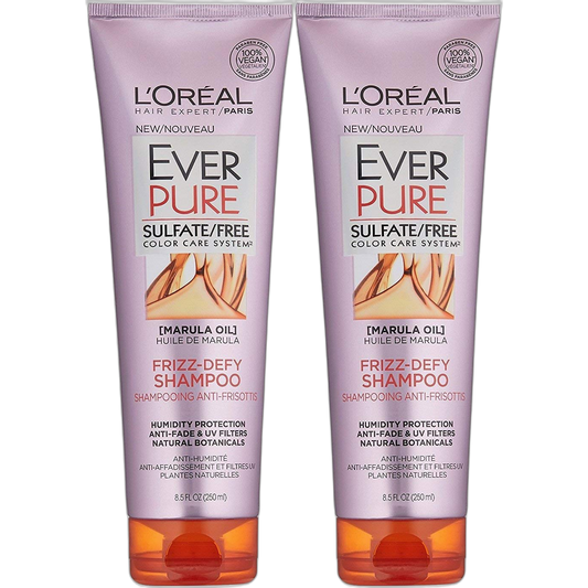 L’Oreal Paris EverPure Sulfate Free Frizz Defy Shampoo, 8.5 Ounce (Pack of 2)