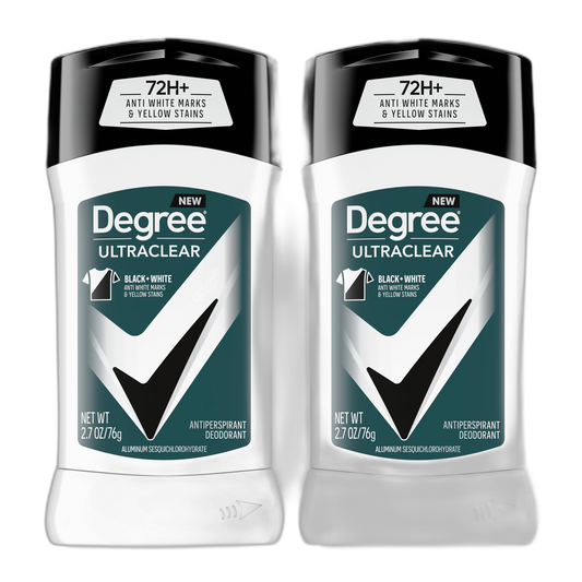 Degree Men UltraClear Antiperspirant Deodorant Black+White 2 Count 72-Hour Sweat & Odor Protection Antiperspirant For Men With MotionSense Technology 2.7 oz