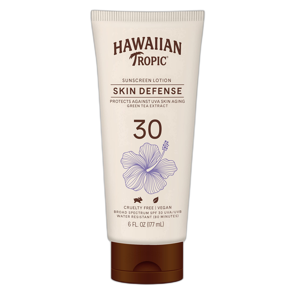 Hawaiian Tropic Skin Defense Sunscreen Lotion SPF 30, 6oz | With Green Tea Extract, Body Lotion, Oxybenzone Free