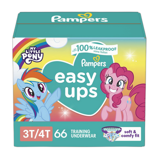 Pampers Training Pants - Easy Ups Girls & Boys - Size 3T-4T, 66 Count, My Little Pony Potty Underwear (Packaging May Vary)
