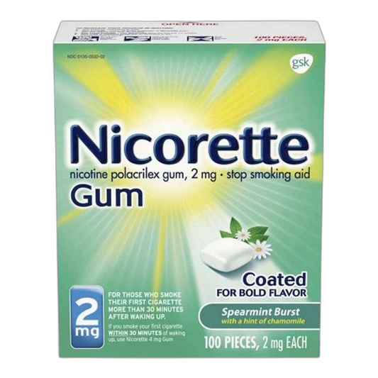 Nicorette Spearmint Burst with Chamomile Flavor Nicotine Stop Smoking OTC Gum 2 mg - 100 Count