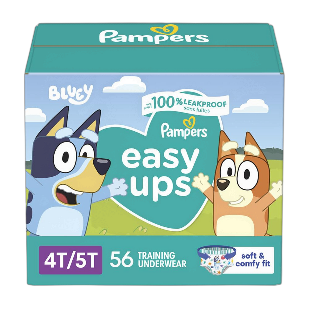 Pampers Training Pants - Easy Ups Boys & Girls Bluey - Size 4T-5T, 56 Count, Children's Potty Underwear (Packaging May Vary)