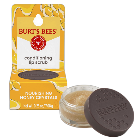Burt's Bees Conditioning Honey Lip Scrub, Exfoliates & Conditions Dry Lips, with Honey Crystals, Use with Overnight Intense Treatment, Natural Origin Care, 0.25 oz.