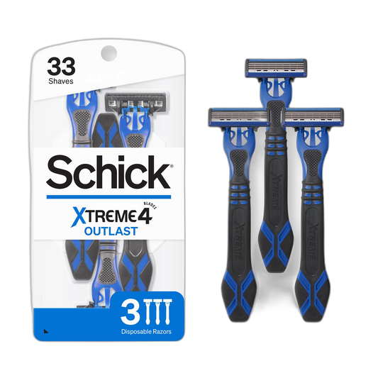 Schick Xtreme 4 Outlast Razor Disposable Razors for Men, 3 Count