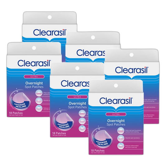Clearasil Stubborn Acne Overnight Spot Pimple Patches, 18 Count (Pack of 6)