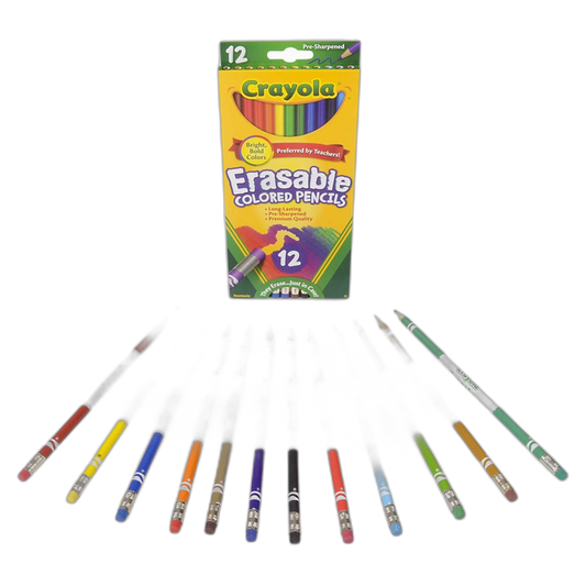 CRAYOLA LLC FORMERLY BINNEY & SMITH BIN684412 12 CT. ERASABLE COLORED PENCILS