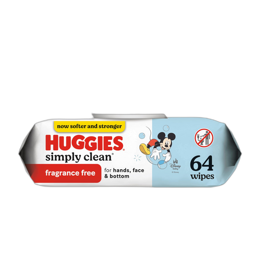 Huggies Simply Clean Unscented Baby Diaper Wipes, 1 Flip-Top Pack (64 Wipes Total), Packaging May Vary