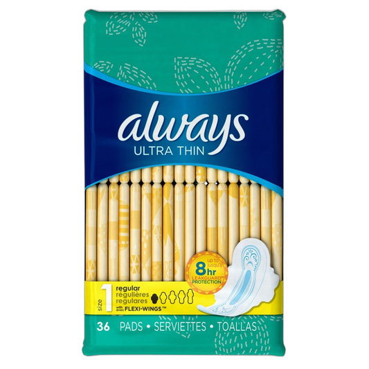 Always Pads Ultra Thin Size 1-36 Count Regular, 36 Count(Pack of 3)