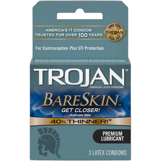 Trojan Sensitivity BareSkin Lubricated Premium Latex Condoms - 3 ct, Pack of 4