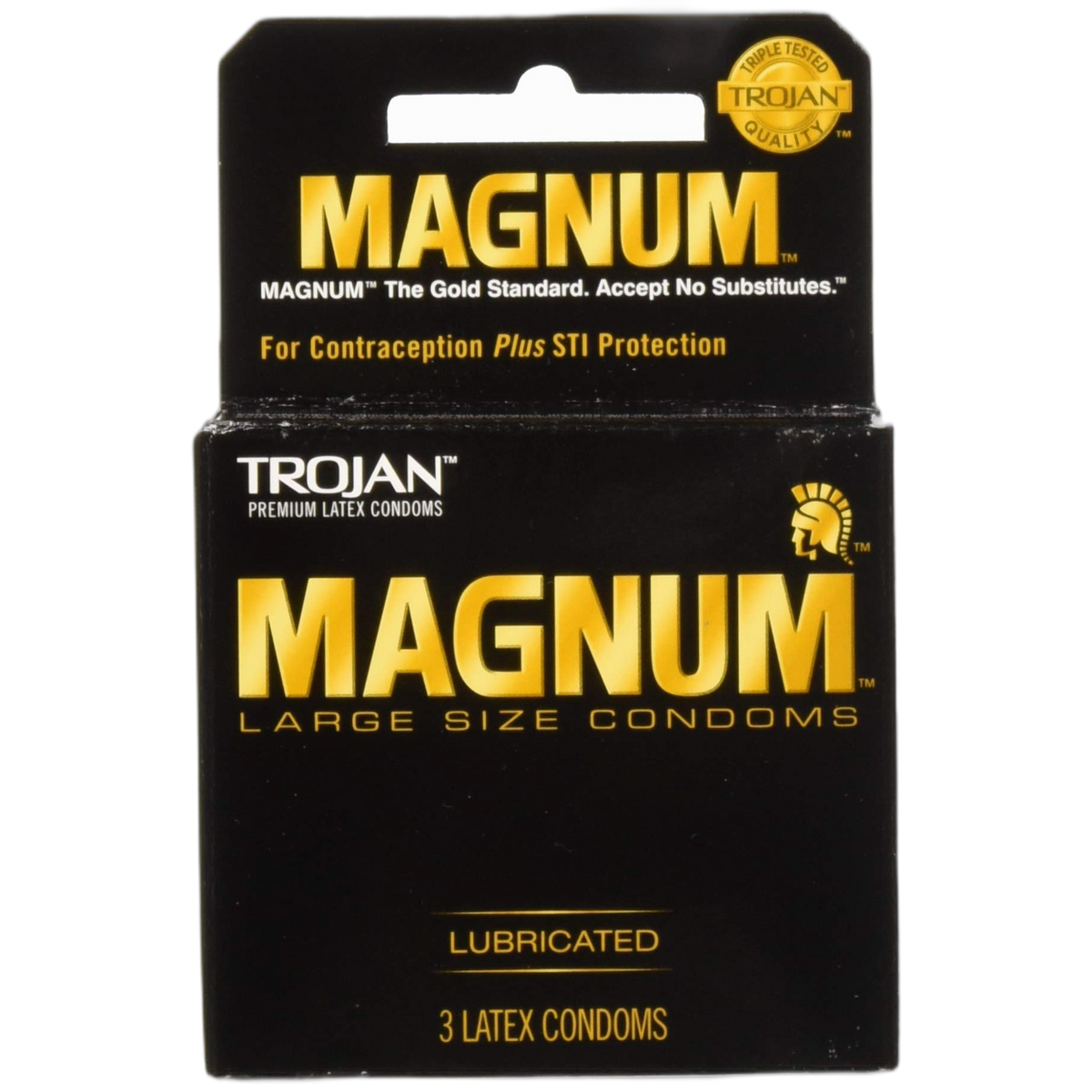 Trojan Magnum Condoms Large Lubricated Latex - 3 ct, Pack of 4
