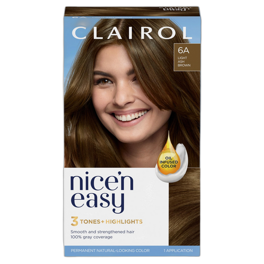 Clairol Nice'n Easy Permanent Hair Dye, 6A Light Ash Brown Hair Color, Pack of 1