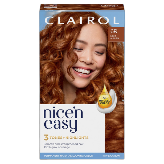 Clairol Nice'n Easy Permanent Hair Dye, 6R Light Auburn Hair Color, Pack of 1