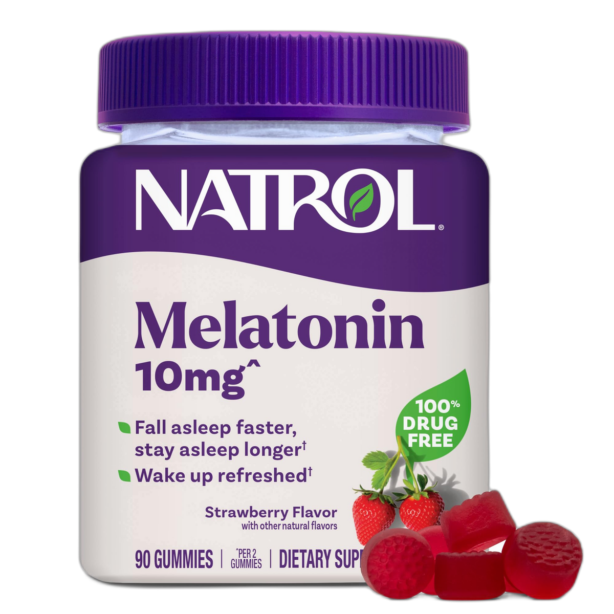 Natrol Melatonin Gummies, Sleep Support, 90 Strawberry-Flavored Adult Melatonin Gummies, 10 mg Sleep Aids for Adults