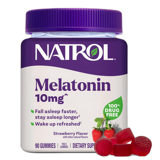 Natrol Melatonin Gummies, Sleep Support, 90 Strawberry-Flavored Adult Melatonin Gummies, 10 mg Sleep Aids for Adults