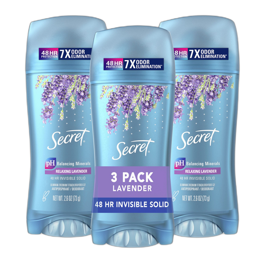Secret Fresh Antiperspirant and Deodorant Invisible Solid, Luxe Lavender, 3 Count