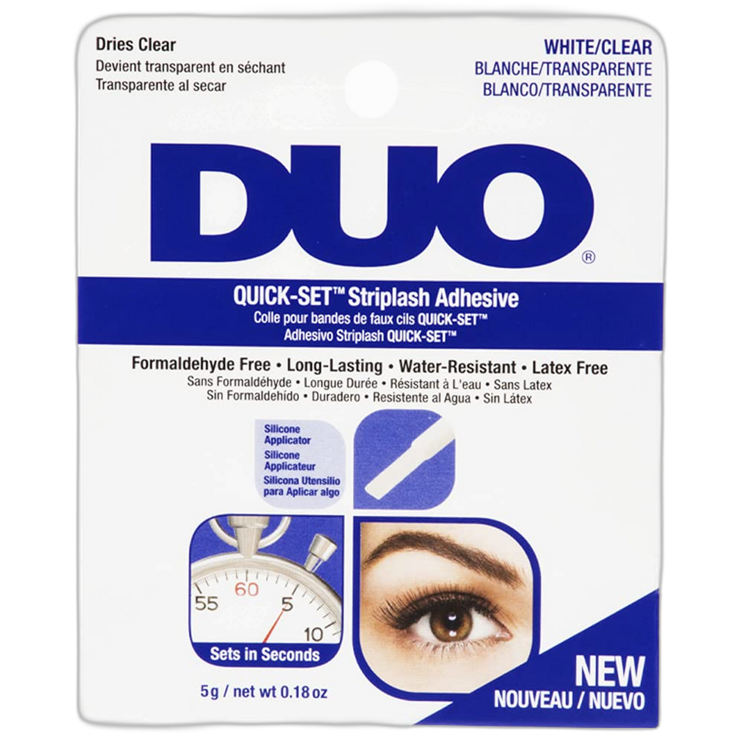DUO Quick-Set Strip Lash Adhesive – Clear, Waterproof, Long-Lasting Lash Glue, Fast-Drying for False Lashes, 0.18 oz, 1-Pack