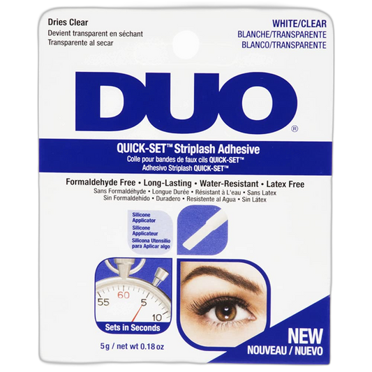 DUO Quick-Set Strip Lash Adhesive – Clear, Waterproof, Long-Lasting Lash Glue, Fast-Drying for False Lashes, 0.18 oz, 1-Pack