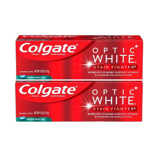 Colgate Optic White Stain Fighter Fresh Mint Gel, 4.2 oz (Pack of 2)