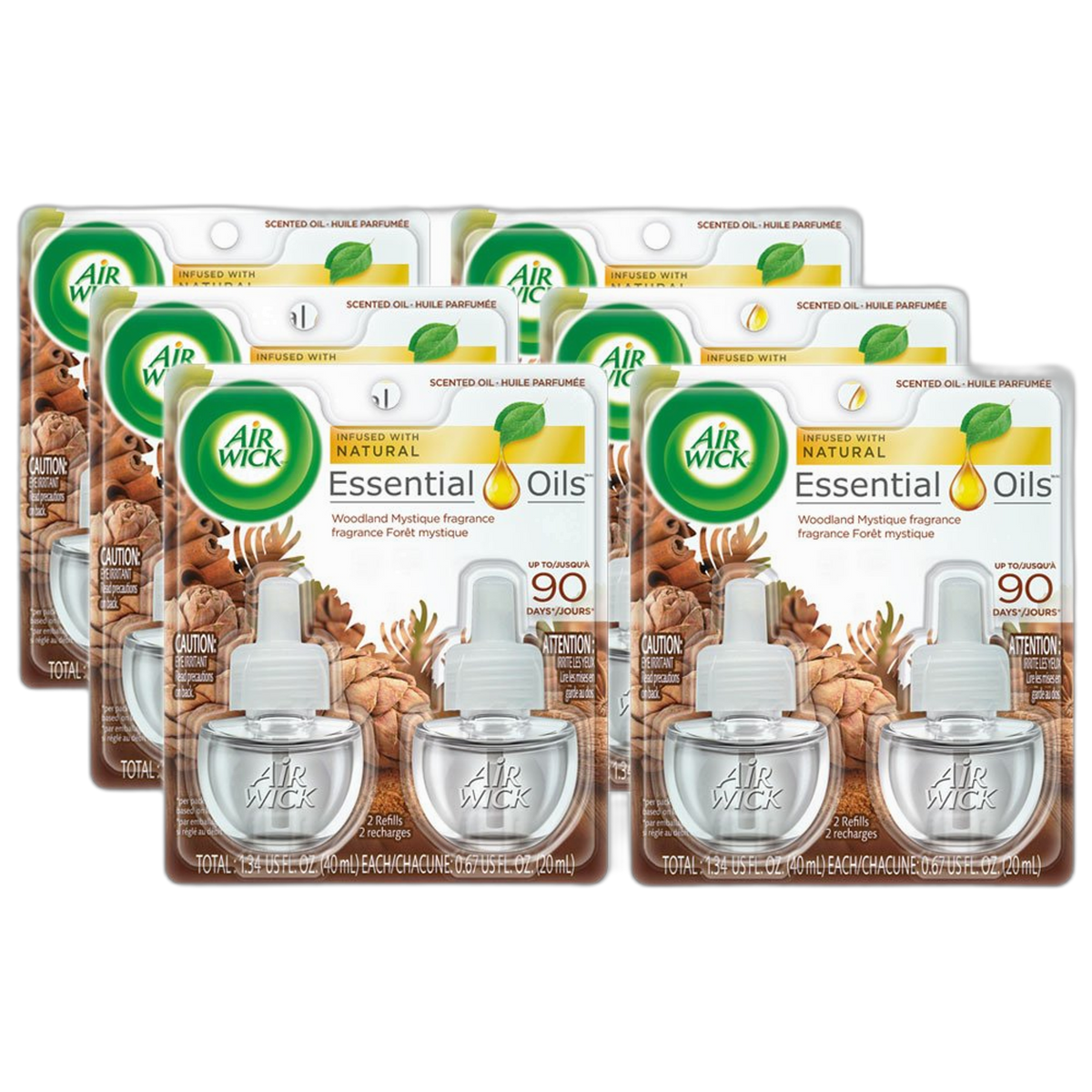 Air Wick Scented Oil Refills, Woodland Mystique, Air Freshener, 12 count (Pack of 6)