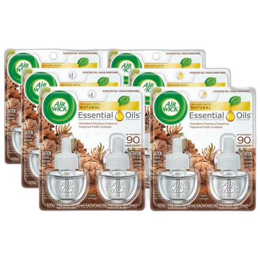 Air Wick Scented Oil Refills, Woodland Mystique, Air Freshener, 12 count (Pack of 6)
