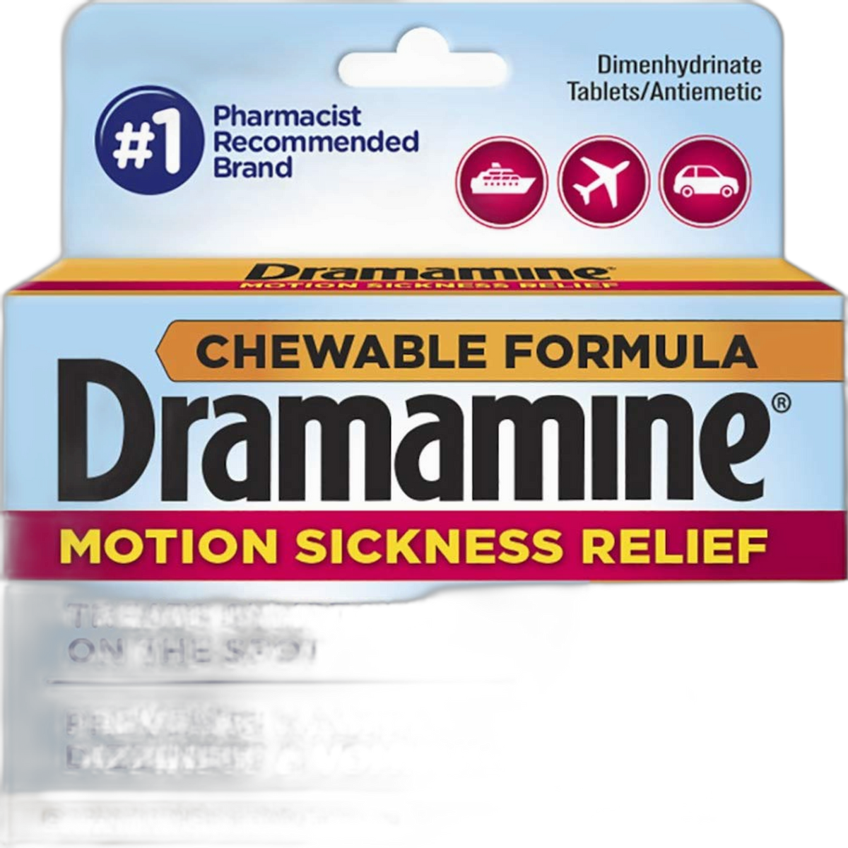 Dramamine Motion Sickness Relief Chewable Tablets, Orange Flavored, 8 Count (Pack of 2) DkT&Zr